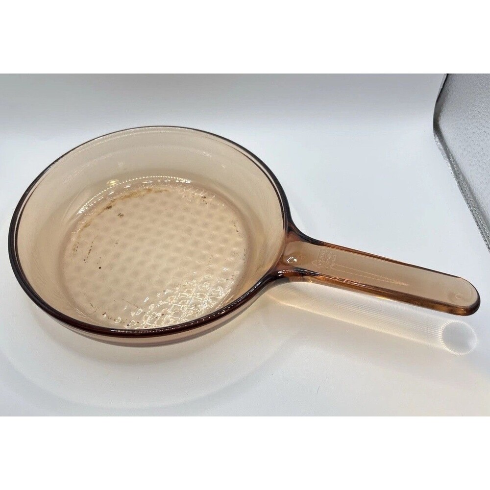 Vintage Amber Vision Corning Ware 7" Waffle Bottom Frying Pan Skillet France